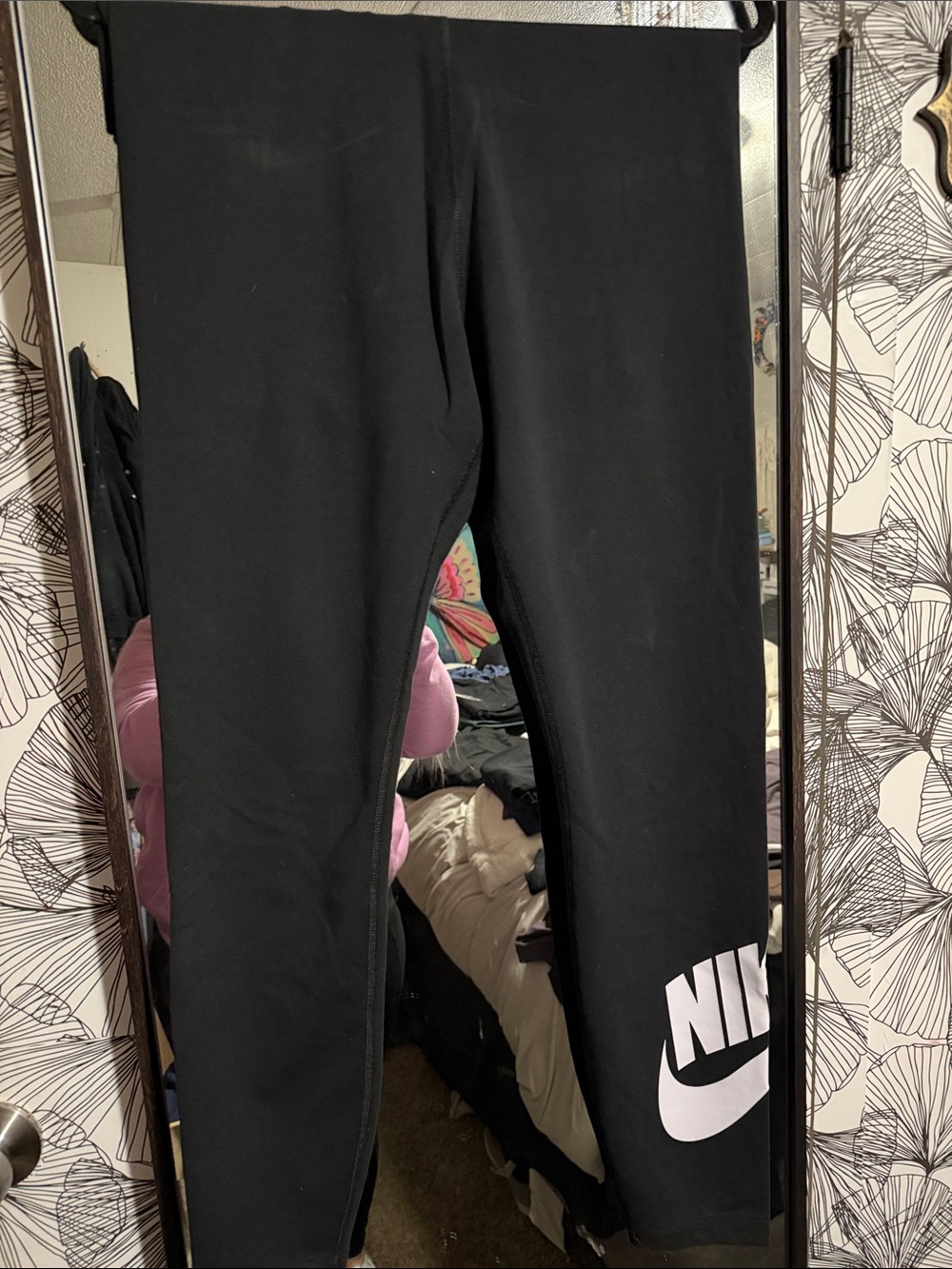 Nike Black Leggings with White Logo Accent